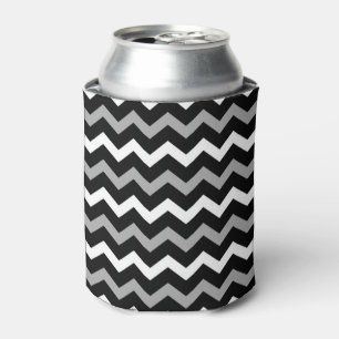 Schwarz Weiß und Grau Chevron Druckmuster Dosenkühler