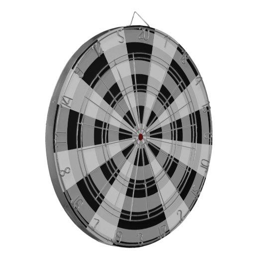 Schwarz, Weiß und Grau Dartscheibe (Vorderseite Links)