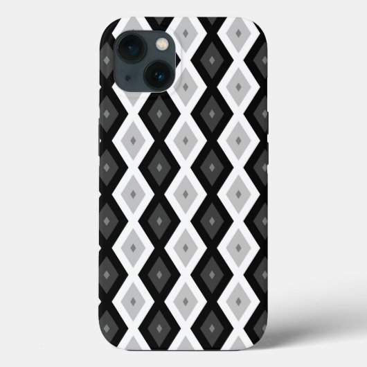 Schwarz, weiß und grau - Diamantmuster Case-Mate i iPhone Hülle (Rückseite)