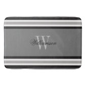 Schwarz-weiß und grau gestreift Mit Monogramm Badematte (Vorderseite)