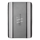 Schwarz-weiß und grau gestreift Mit Monogramm Badematte (Vorderseite Vertikal)