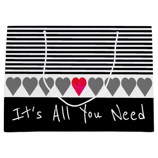 Schwarz-weiß und grau große geschenktüte (Vorderseite)