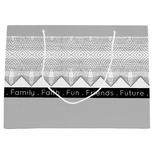 Schwarz-weiß und grau große geschenktüte (Vorderseite)