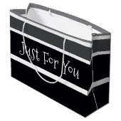 Schwarz-weiß und grau große geschenktüte (Rückseite Schrägansicht)