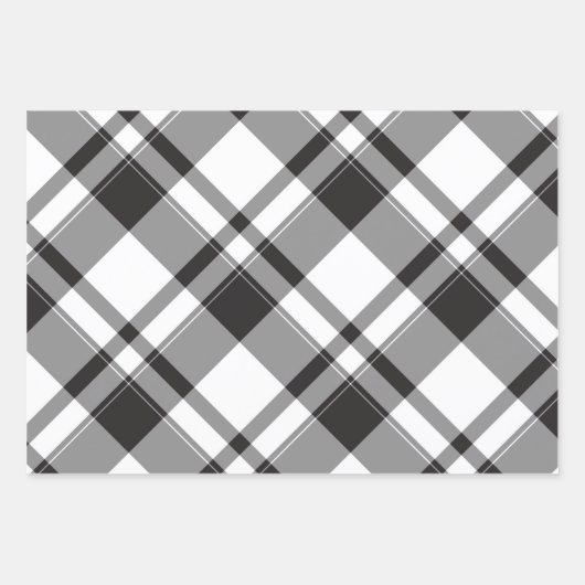 Schwarz-weiß und grau Kariert Geschenkpapier Set (Vorderseite 3)