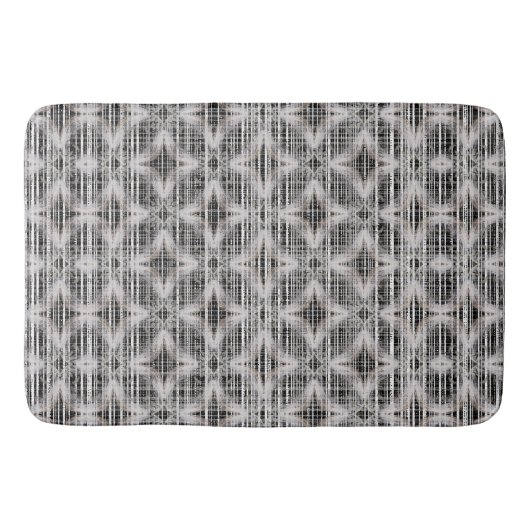 Schwarz, Weiß und Grau Karo Diamantmuster Badematte (Vorderseite)