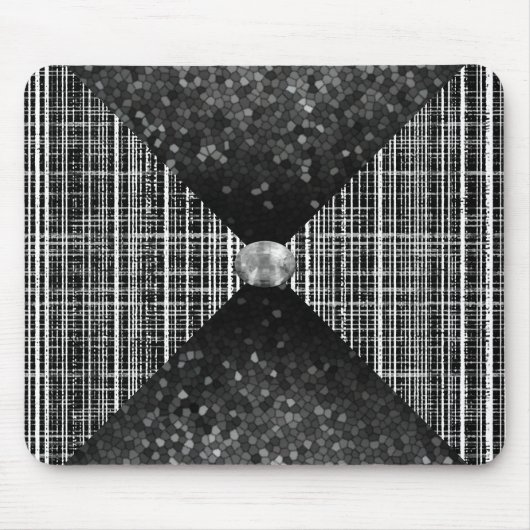 Schwarz, Weiß und Grau-Karo Mousepad (Vorne)
