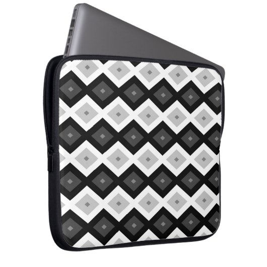 Schwarz, Weiß und Grau Laptopschutzhülle (Vorne Rechts)