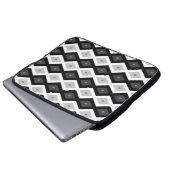 Schwarz, Weiß und Grau Laptopschutzhülle (Vorne Knopf)
