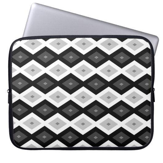 Schwarz, Weiß und Grau Laptopschutzhülle (Vorderseite)
