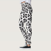 Schwarz, Weiß und Grau-Leopard-Druck Leggings (Links)