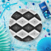 Schwarz, Weiß und Grau Pappteller (Party)