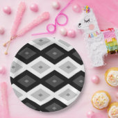 Schwarz, Weiß und Grau Pappteller (Party)