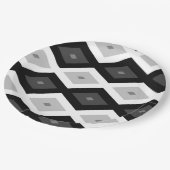 Schwarz, Weiß und Grau Pappteller (Schrägansicht)