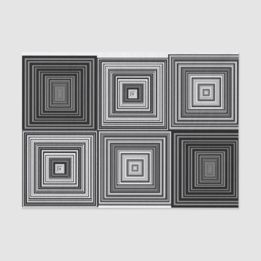 Schwarz, weiß und Grau quadriert Seidenpapier (Vorderseite)