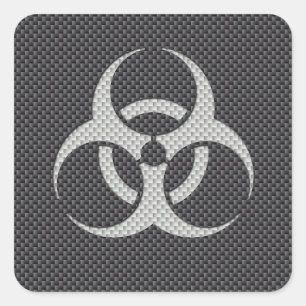 Schwarz-weiß- und grau-toxische Kohlenstofffaser Quadratischer Aufkleber