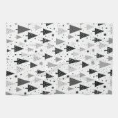 Schwarz, Weiß und Grau Weihnachtsbaummuster Geschirrtuch (Horizontal)