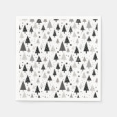 Schwarz, Weiß und Grau Weihnachtsbaummuster Serviette (Vorderseite)