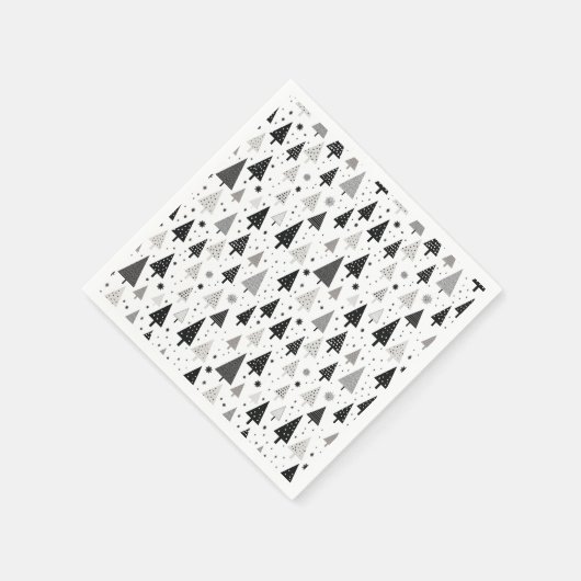 Schwarz, Weiß und Grau Weihnachtsbaummuster Serviette (Ecke)