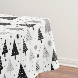 Schwarz, Weiß und Grau Weihnachtsbaummuster Tischdecke