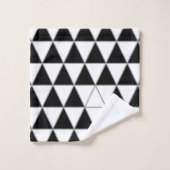 Schwarz, Weiß und Graues geometrisches Dreiecksmus Badhandtuch Set (Waschlappen)
