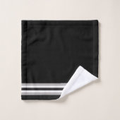 Schwarz, Weiß und Graustreifen Wechselmuster Badhandtuch Set (Waschlappen)