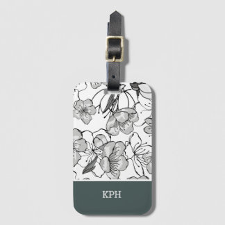 Schwarz, Weiß und Grün mit Monogramm Gepäckanhänger