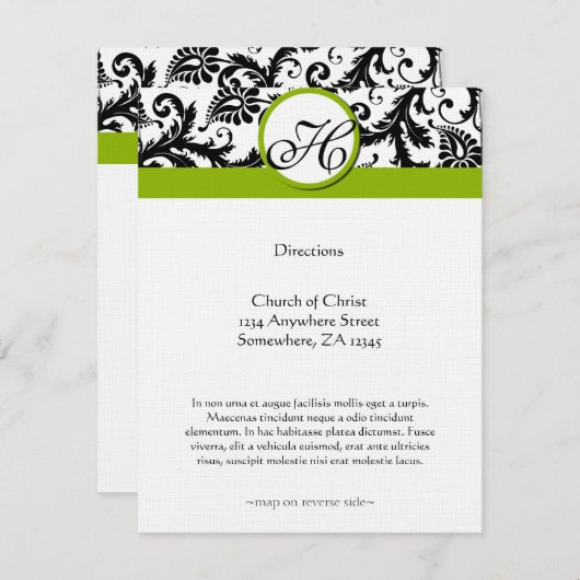 Schwarz-Weiß- und Grüne Umschließkarte Einladung (Vorne/Hinten)