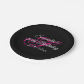 Schwarz-weiß und heiß rosa Extravagant Pappteller (Schrägansicht)