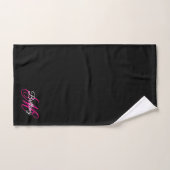 Schwarz Weiß und Hot Pink Fancy Script Monogramm Badhandtuch Set (Handtuch)