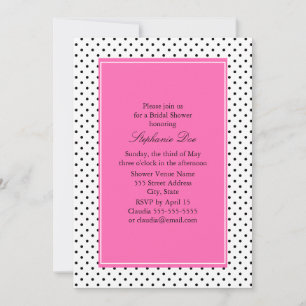 Schwarz, Weiß und Hot Pink Polka Dot Brautparty Einladung