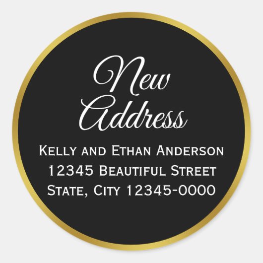 Schwarz, Weiß und Imitate - Neue Adresse Runder Aufkleber (Vorderseite)