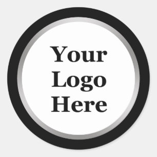 Schwarz, Weiß und Imitate Silver Dein Logo hier Runder Aufkleber