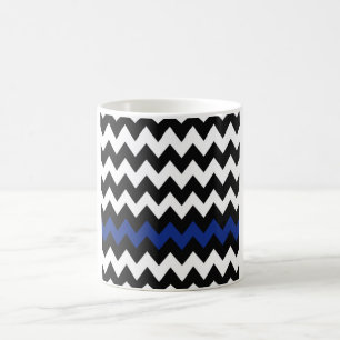 Schwarz, Weiß und königsblaues Chevron – Fetter Ak Kaffeetasse