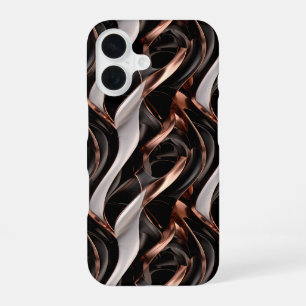 Schwarz, Weiß und Kupfer - Abstrakte 3D-Illusion iPhone 16 Hülle
