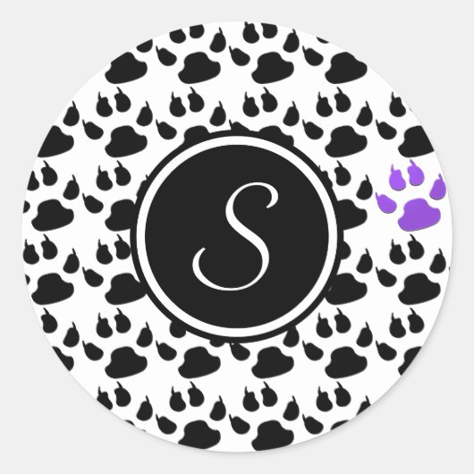 Schwarz, Weiß und Lila Paste Runder Aufkleber (Vorderseite)