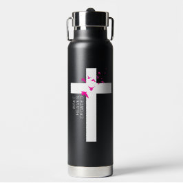 Schwarz-weiß und Magenta Minimalistisch Christlich Trinkflasche