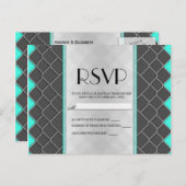 Schwarz, Weiß und Neon Aquamarin Modernes, elegant Einladungspostkarte (Vorne/Hinten)