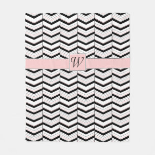 Schwarz Weiß und Rosa Chevron Fleece-Decke Fleecedecke