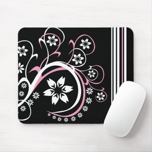 Schwarz, Weiß und Rosa Mousepad (Mit Mouse)