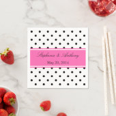 Schwarz, Weiß und Rosa Polka Dot Wedding Serviette (Beispiel)