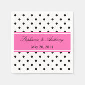 Schwarz, Weiß und Rosa Polka Dot Wedding Serviette (Vorderseite)