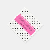Schwarz, Weiß und Rosa Polka Dot Wedding Serviette (Ecke)