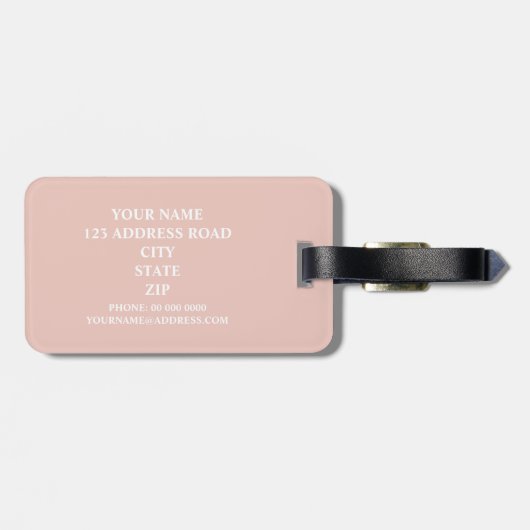 Schwarz, Weiß und Rosa Streifen Personalisiert Gepäckanhänger (Rückseite horizontal)