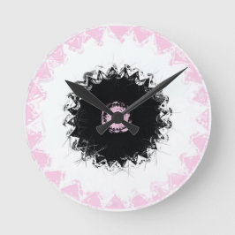 Schwarz-, Weiß- und Rosatöhre Abstrakt Runde Wanduhr