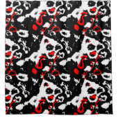 Schwarz-weiß und rot Abstrakt Duschvorhang (Vorderseite)