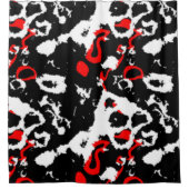 Schwarz-weiß und rot Abstrakt Duschvorhang (Vorderseite)