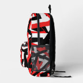 Schwarz, Weiß und Rot Bedruckter Rucksack (Rechts)
