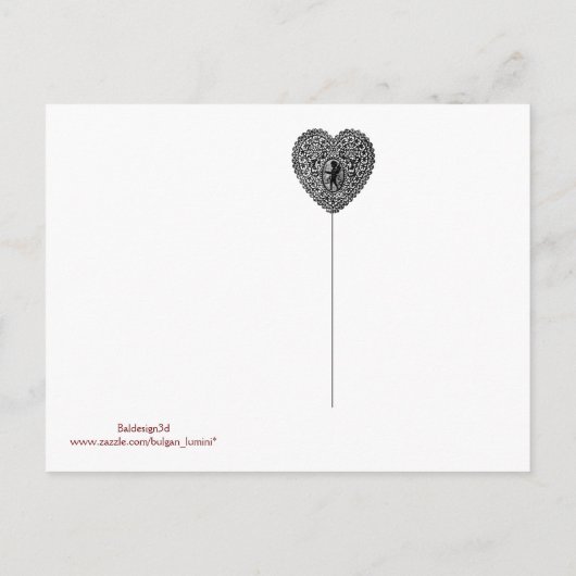 SCHWARZ-WEISS UND ROT DAMASK RED RUBY Monogram Ankündigungspostkarte (Rückseite)