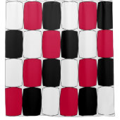 Schwarz, Weiß und Rot Duschvorhang (Vorderseite)